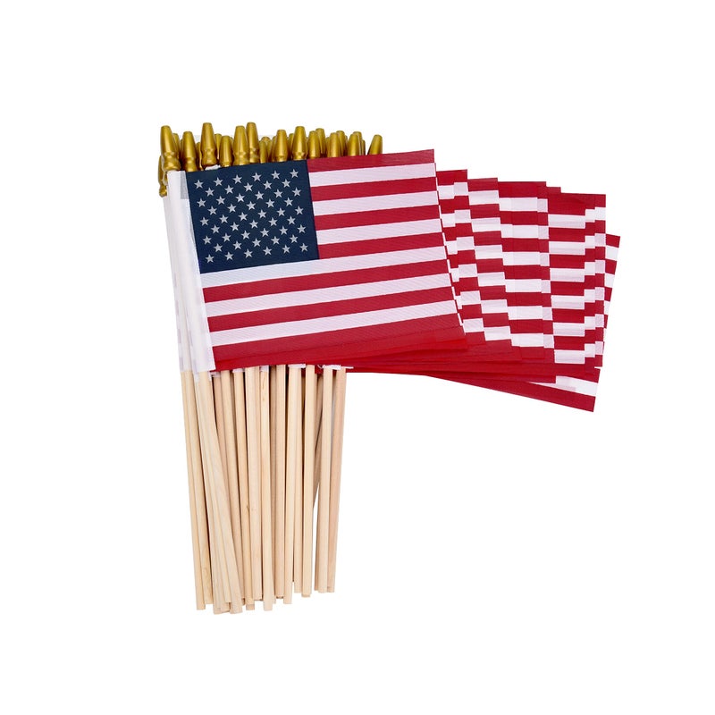 Uelfbaby 12 Pack Small American Flags on Stick Small US Flags/Mini American Flags for Outside 4x6 Inch American Hand Held Stick Flags with Kid-Safe Spear Top, Patriotic Veterans Day Decorations, 4th of July Decorations - Image 5